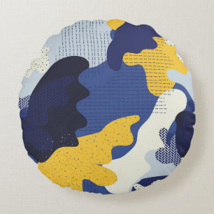 Seamless geometric pattern with abstract camouflag round cushion