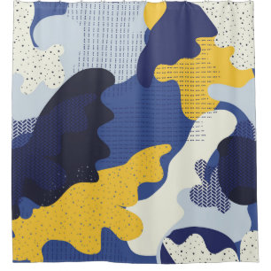Seamless geometric pattern with abstract camouflag shower curtain