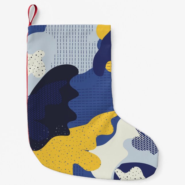 Seamless geometric pattern with abstract camouflag small christmas stocking (Front)