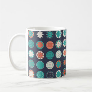 Seamless geometric pattern with coloured elements, coffee mug