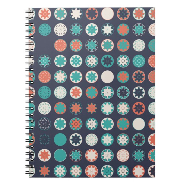 Seamless geometric pattern with coloured elements, notebook (Front)