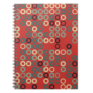 Seamless geometric pattern with coloured elements, notebook
