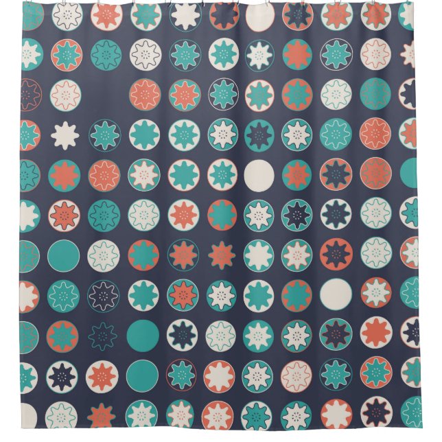 Seamless geometric pattern with coloured elements, shower curtain (Front)