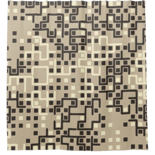 Seamless geometric pattern with coloured elements, shower curtain (Front)