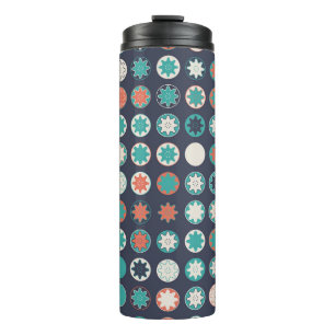 Seamless geometric pattern with coloured elements, thermal tumbler