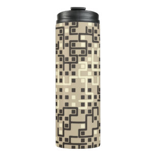 Seamless geometric pattern with coloured elements, thermal tumbler