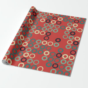 Seamless geometric pattern with coloured elements, wrapping paper