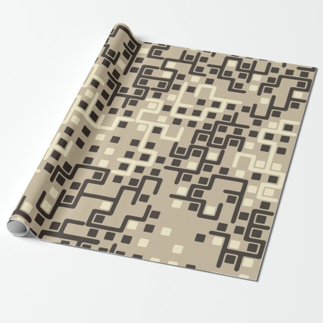 Seamless geometric pattern with coloured elements, wrapping paper (Unrolled)