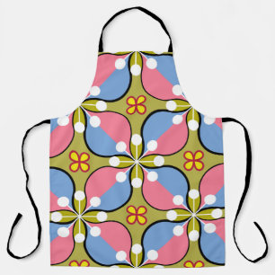 Seamless geometric pattern with flowers apron