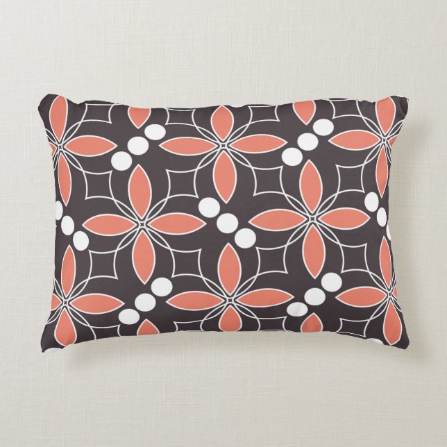 Seamless geometric pattern with flowers. art.  decorative cushion (Front)