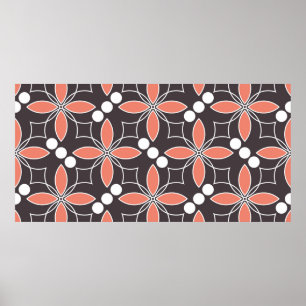 Seamless geometric pattern with flowers. art. poster