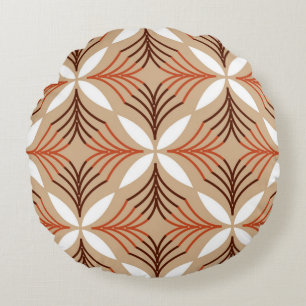 Seamless geometric pattern with flowers round cushion