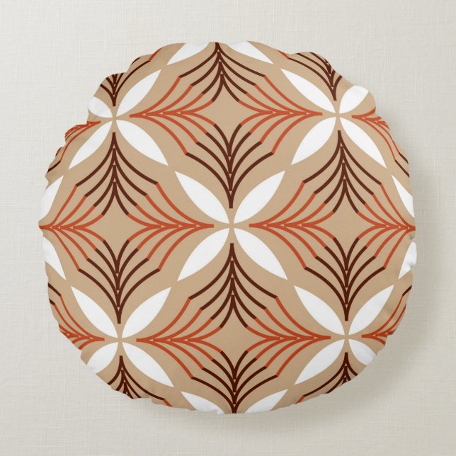 Seamless geometric pattern with flowers round cushion (Front)