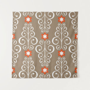 Seamless geometric pattern with flowers tapestry
