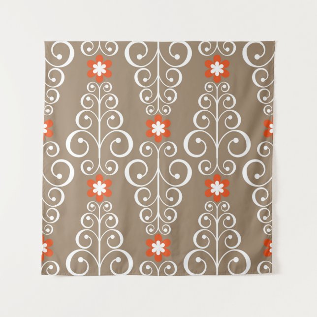 Seamless geometric pattern with flowers tapestry (Front)