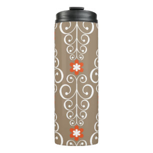 Seamless geometric pattern with flowers thermal tumbler