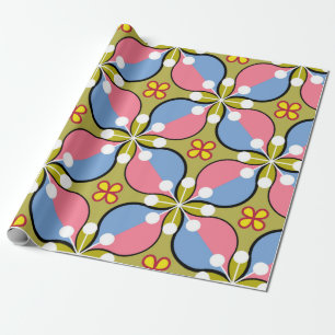 Seamless geometric pattern with flowers wrapping paper