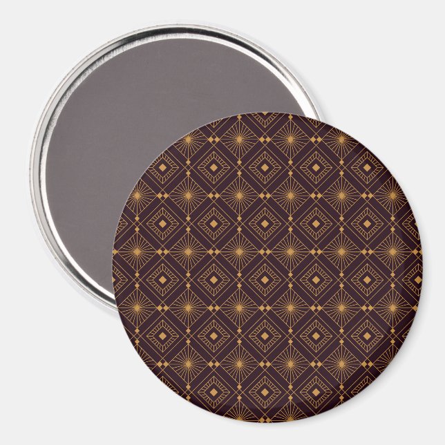 Seamless geometric pattern with gold diamond shape magnet (Front/Back)