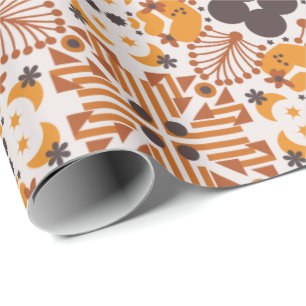 Seamless geometric pattern with orange crab  motif wrapping paper
