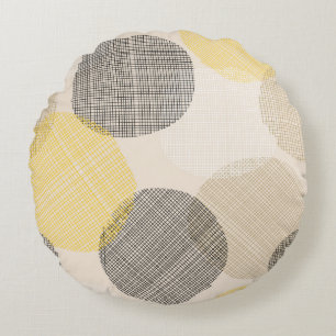 Seamless geometric pattern with pink circles round cushion