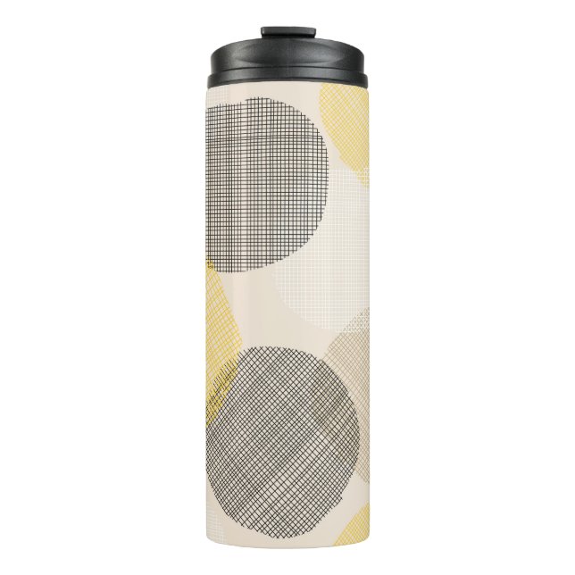 Seamless geometric pattern with pink circles thermal tumbler (Front)