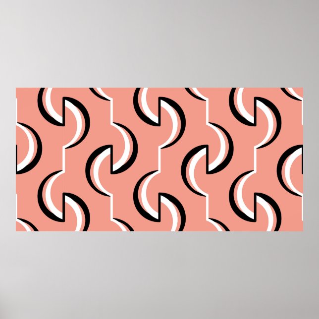 Seamless geometric pattern with wavy lines poster (Front)
