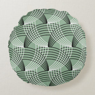 Seamless geometric pattern with wavy lines round cushion