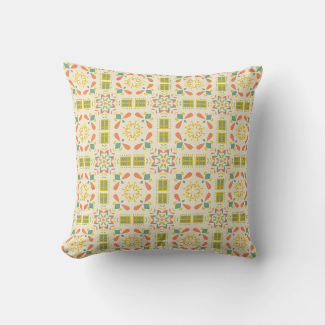 Seamless geometric pattern with yellow, pink cushion (Front)