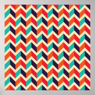 Seamless geometric pattern with zigzags background poster