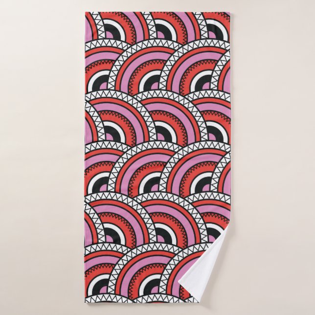 seamless geometric retro pattern bath towel (Bath Towel)