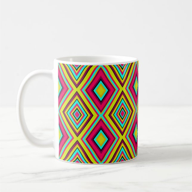 Seamless geometric rhombus shapes modern trendy de coffee mug (Left)