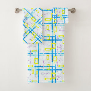 Seamless geometrical bright colours rectangular sh bath towel set