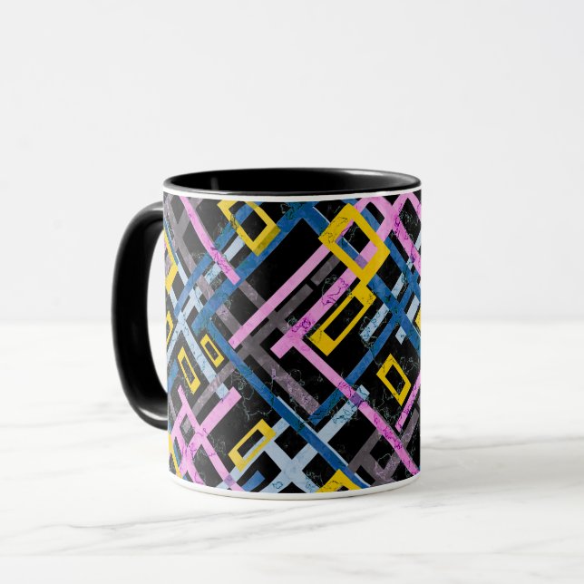 Seamless geometrical bright colours rectangular sh mug (Front Left)