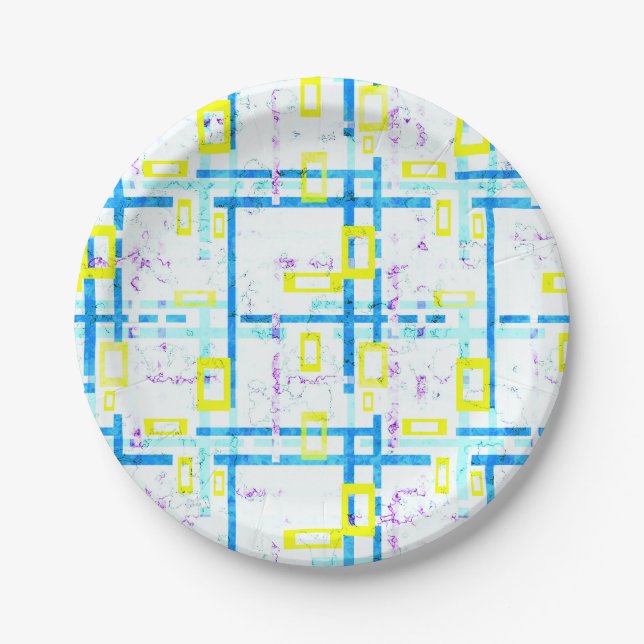 Seamless geometrical bright colours rectangular sh paper plate (Front)