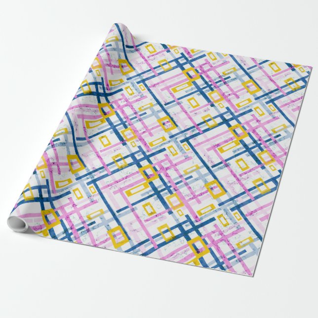Seamless geometrical bright colours rectangular sh wrapping paper (Unrolled)