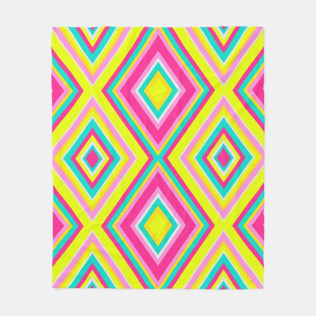 Seamless geometrical modern shapes triangles brigh fleece blanket (Front)