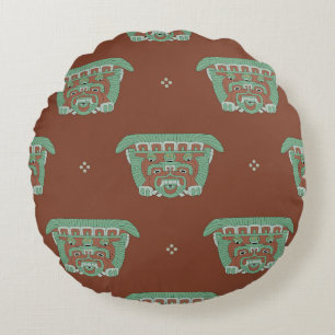 Seamless geometrical pattern with tribal motifs. H Round Cushion