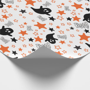 Seamless Ghosts and Stars Halloween Wrapping Paper