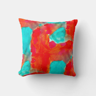 Seamless giraffe, blue, orange watercolor artist cushion