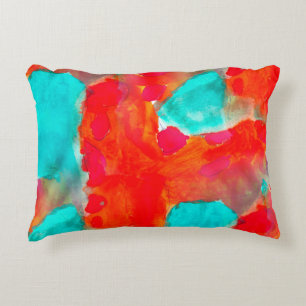 Seamless giraffe,  blue,  orange watercolor artist decorative cushion