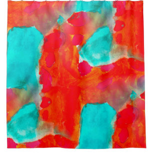 Seamless giraffe,  blue,  orange watercolor artist shower curtain