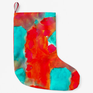 Seamless giraffe, blue, orange watercolor artist small christmas stocking