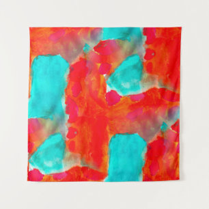 Seamless giraffe, blue, orange watercolor artist tapestry