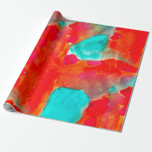 Seamless giraffe,  blue,  orange watercolor artist wrapping paper