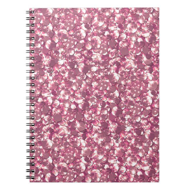 Seamless glitter sparkles sequins shimmers silver notebook (Front)