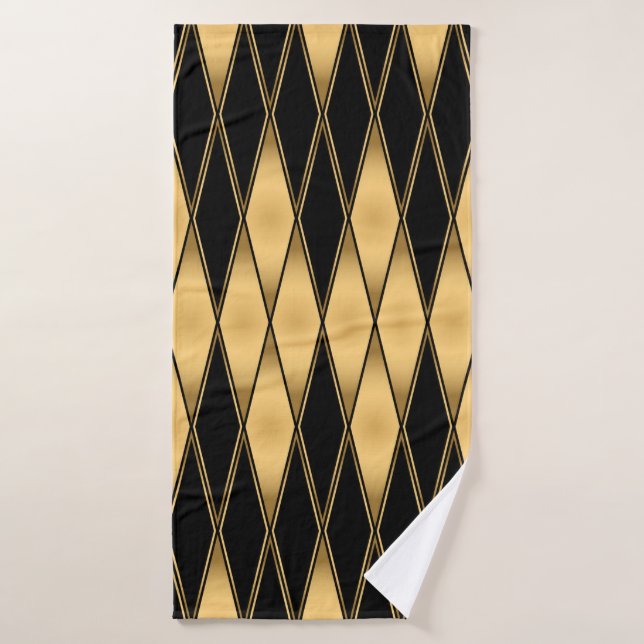 Seamless gold and black shapes pattern bath towel (Bath Towel)