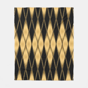 Seamless gold and black shapes pattern fleece blanket