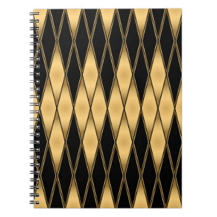 Seamless gold and black shapes pattern notebook