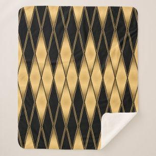Seamless gold and black shapes pattern sherpa blanket