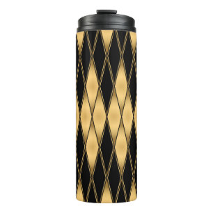 Seamless gold and black shapes pattern thermal tumbler